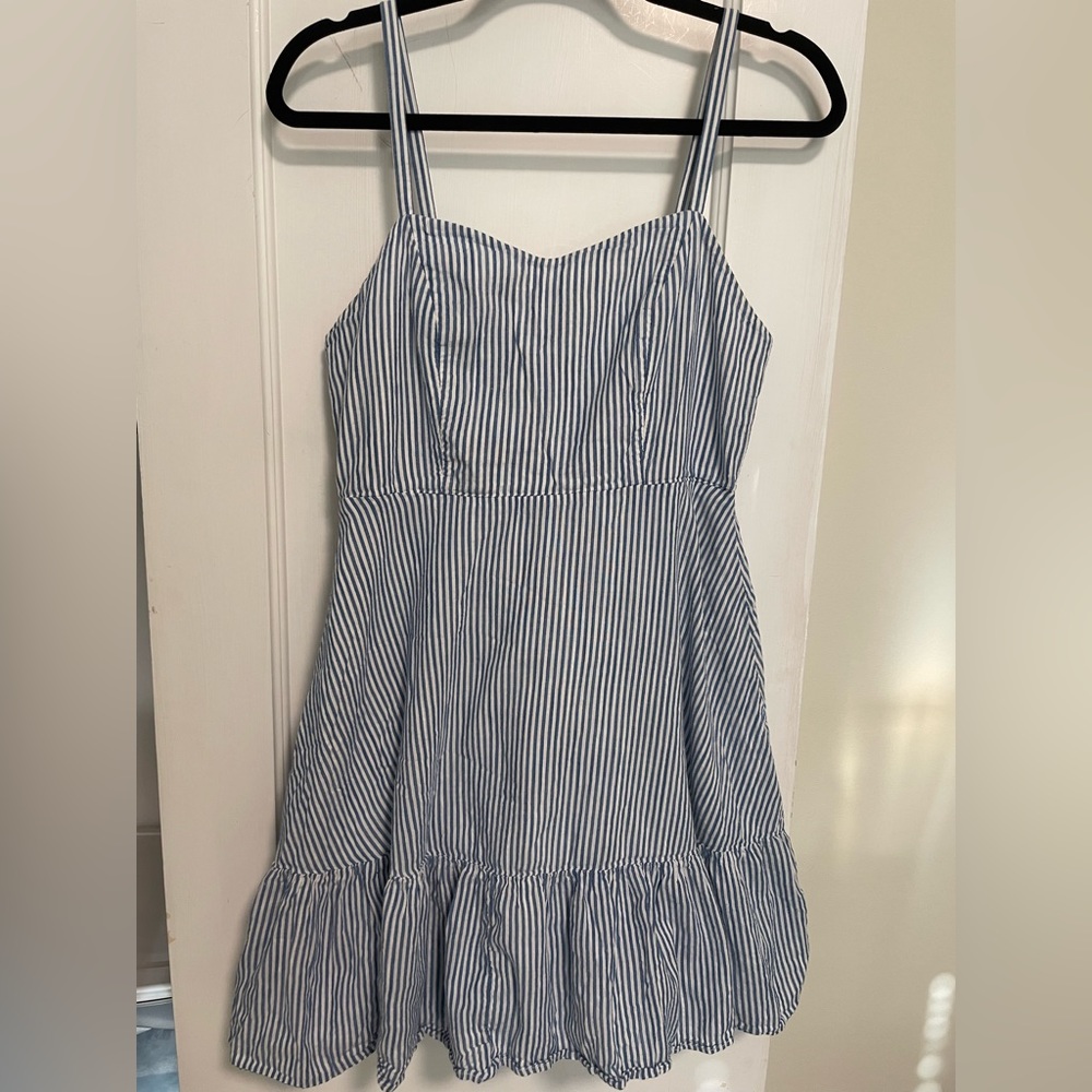 Blue & white seersucker dress
